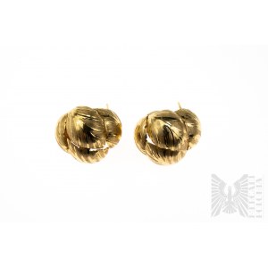 Zlaté náušnice s vegetabilními kulatými tvary - Zlato 585/14K