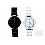 Sada dvoch dámskych hodiniek Anne Klein Diamond, čierna a biela, obe Quartz, obe na cestách, veľmi dobrý stav, málo používané