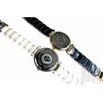 Sada dvou dámských hodinek Anne Klein Diamond, černá a bílá, oboje Quartz, oboje na cestách, velmi dobrý stav, málo používané