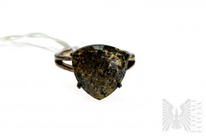 Ring with Natural Stone Midnight Astraeolite 6.92 ct, Silver 925, Has Gemporia Certificate