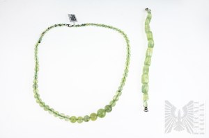 Collier et bracelet en quartz vert naturel, argent 925