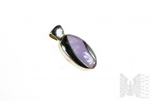 Pendant and Earrings with Natural Purple Quartzs, 925 Silver