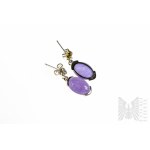 Pendant and Earrings with Natural Purple Quartzs, 925 Silver