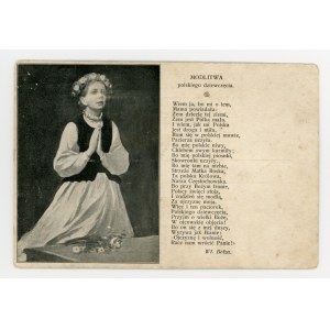Patriotic postcard - Prayer of a Polish girl (1276)