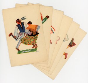 Stryjeńska, danses polonaises - set de 6 cartes postales (1311)