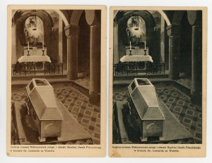 Pilsudski's coffin at Wawel Castle - two postcards (1321)