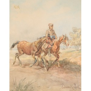 Juliusz KOSSAK (1824-1899), Jazdec na koni s voľantom (1896)