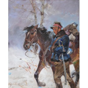 Wojciech KOSSAK (1856-1942), Lancer s koňom (1941)