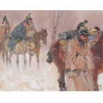 Jerzy KOSSAK (1886-1955), A detachment of cuirassiers in retreat from under Moscow (1940)