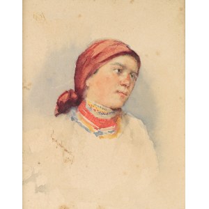 Aleksander AUGUSTYNOWICZ (1865-1944), Portrait of a woman in a shawl (1892)
