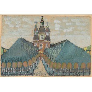 NIKIFOR Krynicki (1895-1968), Église parmi les collines