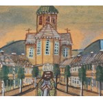 NIKIFOR Krynicki (1895-1968), Der Bischof vor der Kirche.