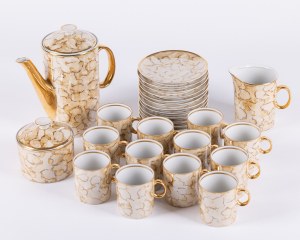 Tavolo Karolina Porcelany Factory, design Adam Sadulski, servizio da caffè Milo per 12 persone, 1960 circa.