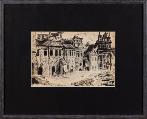 Artist unspecified, Polish (XX-XXI century), Tenements at the marketplace