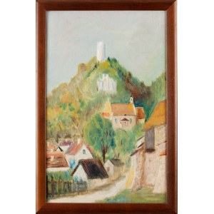 Artista non specificato, Polonia (XX-XX secolo), Veduta delle rovine di un castello e di una torre a Kazimierz