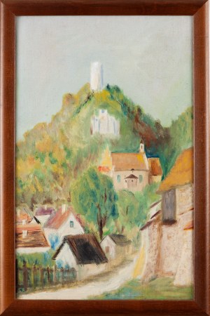 Artist unspecified, Polish (20th-20th century), View of the ruins of the castle and the tower in Kazimierz