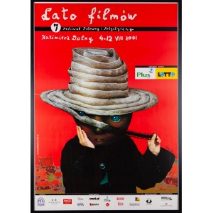 navrhl Stasys EIDRIGEVICIUS (nar. 1949), Filmové léto, plakát pro 7. filmový a umělecký festival v Kaziměři Dolné, 2001