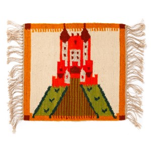 navrhla Maria JANOWSKA (nar. 1929), Kilim KASZTEL, Spółdzielnia Pracy RLiA Im. Stan. Wyspiański v Krakove