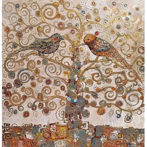 Mariola Świgulska, Auf einem Klimt-Baum hockend, 2024.