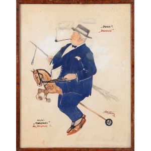 Artista non specificato, polacco, prima metà del XX secolo, Polonji o Margine di Jotes su Pegasus. - disegno satirico, 1926