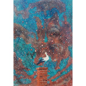 Jan BEMBENISTA (geb. 1962), Storch vor einem Sternenhimmel, 2024