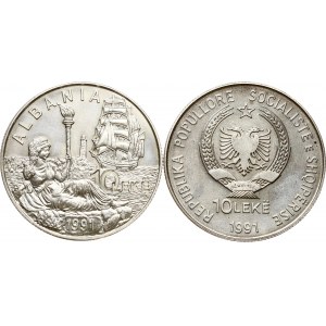 Albanien 10 Leke 1991 Olympische Sommerspiele Lot von 2 Münzen