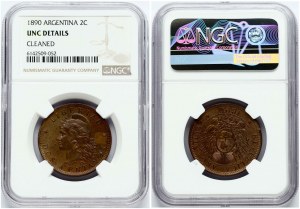 Argentyna 2 centavos 1890 NGC UNC Szczegóły