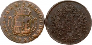 Rakúsko 1 Kreuzer 1800 A & Ďalšie Rakúsko 1 Kreutzer 1802 H Sada 2 mincí