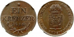 Austria 1 Kreuzer 1816 A NGC MS 64 BN