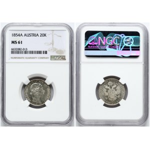 Austria 20 Kreuzer 1854 A NGC MS 61