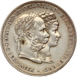 Rakúsko 2 zlaté 1879 Strieborné svadobné jubileum