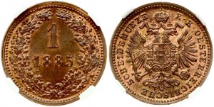 1 Kreuzer 1885 NGC MS 65 RB TYLKO 4 MONETY W WYŻSZEJ KLASIE