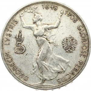 Autriche 5 Corona 1908 60 ans de règne