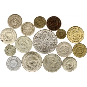 Rakúsko 5 Corona 1909, s mincami rôznych krajín, 16 mincí