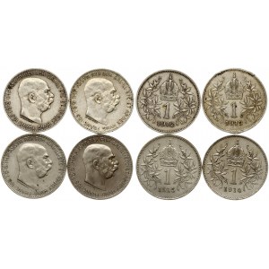 Österreich 1 Corona 1912-1915 Lot von 4 Münzen