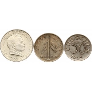 Austria 50 Groschen - 2 Schilling 1934-1935 Lot of 3 coins