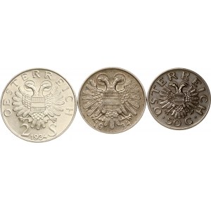 Austria 50 Groschen - 2 Schilling 1934-1935 Lot of 3 coins