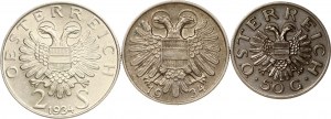 Autriche 50 Groschen - 2 Schilling 1934-1935 Lot de 3 pièces