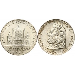 Austria 2 szylingi 1936 i 1937 Zestaw 2 monet