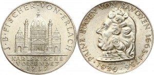Autriche 2 Schilling 1936 & 1937 Lot de 2 pièces