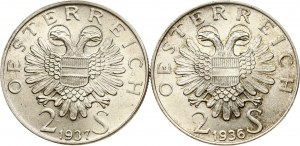 Rakousko 2 šilinky 1936 a 1937 Sada 2 mincí