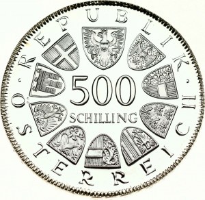 Austria 500 szylingów 1980 25. rocznica traktatu państwowego