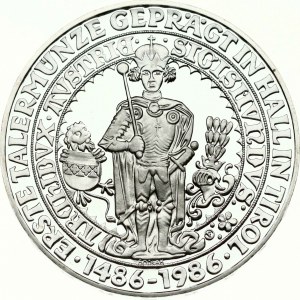 Rakúsko 500 šilingov 1986 500. výročie vyrazenia prvej mince v halovej mincovni