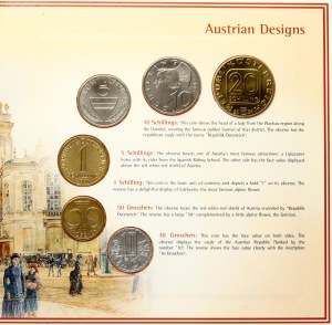 Austria 10 Groschen - 20 Schilling 2001 Zestaw 6 monet