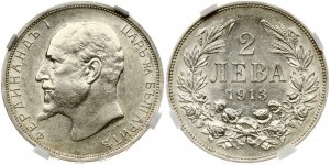 Bulharsko 2 Leva 1913 NGC AU 55