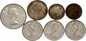 Canada 25 & 50 Cents 1959-1968 & Afrique du Sud 3 Pence 1951-1952 Lot de 7 pièces