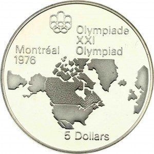 Kanada 5 dolárov 1973 Mapa Severnej Ameriky