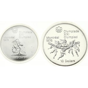Canada 5 &amp; 10 Dollars 1974 1976 Olympics Montreal Lot de 2 pièces