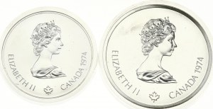 Kanada 5 a 10 dolárov 1974 1976 Olympijské hry Montreal Lot of 2 coins