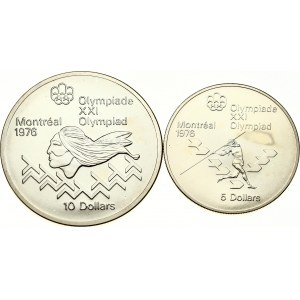 Canada 5 &amp; 10 Dollars 1975 1976 Olympics Montreal Lot de 2 pièces